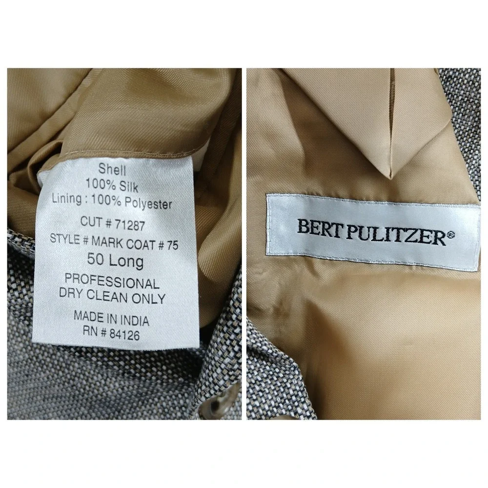 Bert‎ Pulitzer Sport Coat 50 Long Silk Blend Brown Linen Look 2B EUC